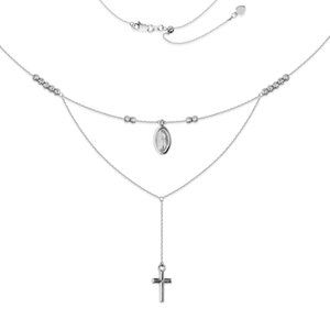 Sterling Silver Virgin Mary Cross Choker Necklace